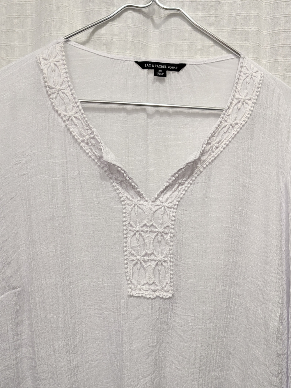 Zac & Rachel White Crochet-Trim Tie-Front Tunic - Picture 3 of 12